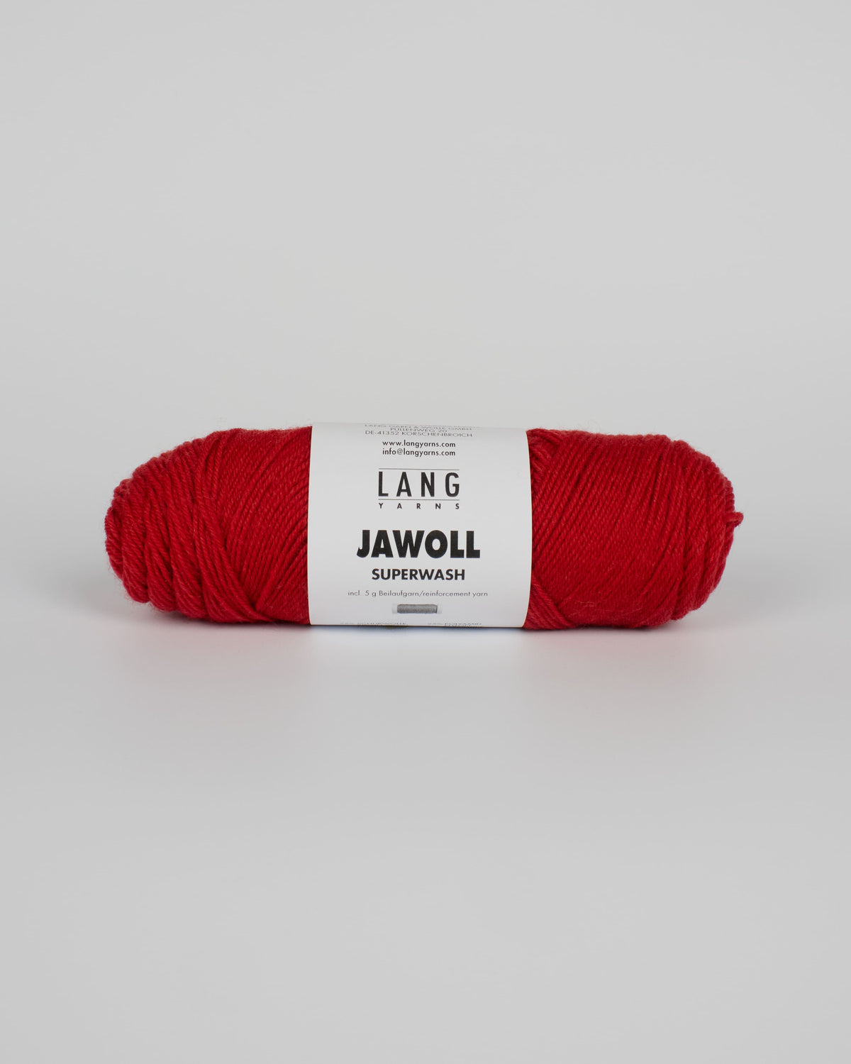 A red ball of yarn on a white background